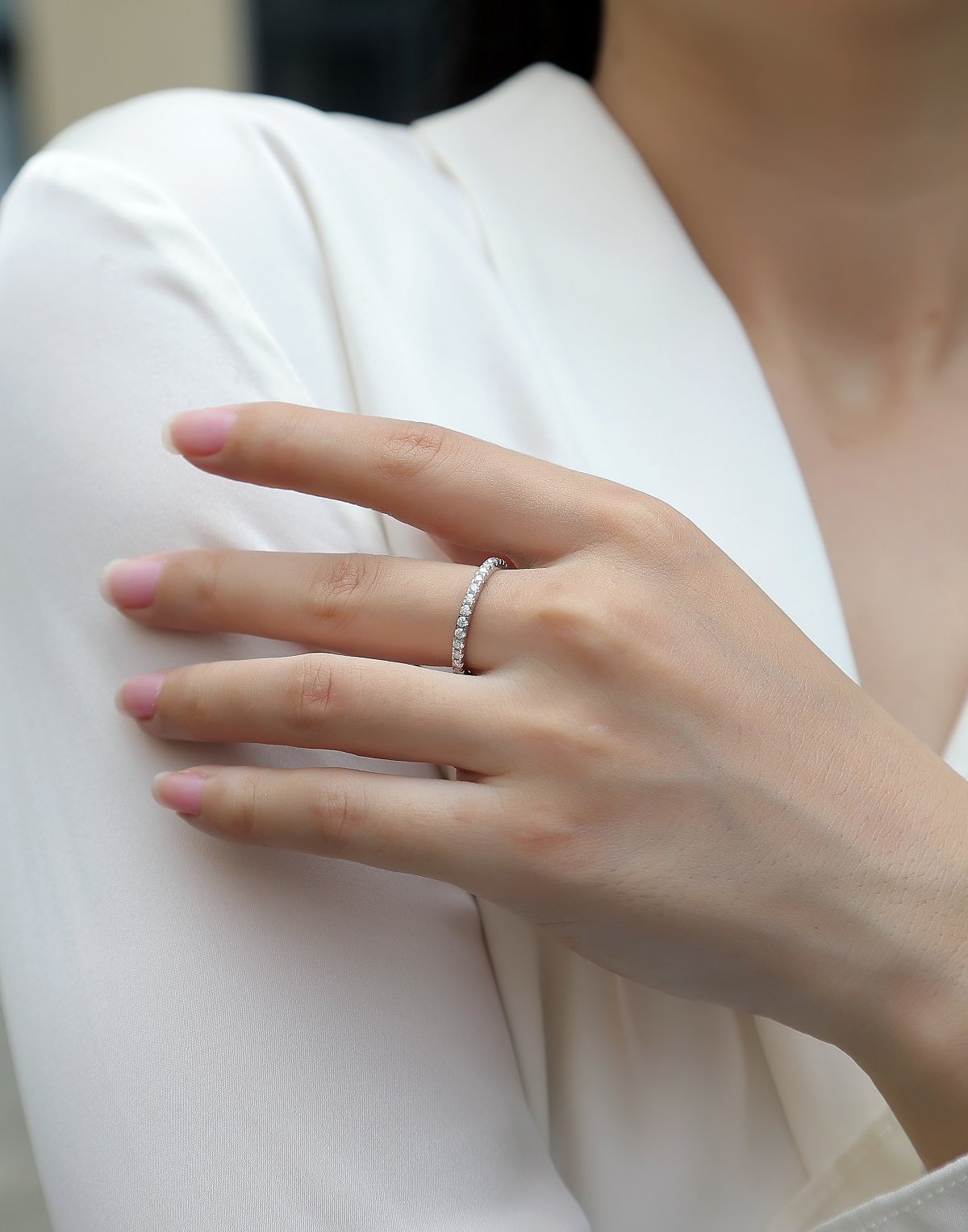 Round Moissanite Eternity Ring – 0.6ct DEW Pavé - Image 8