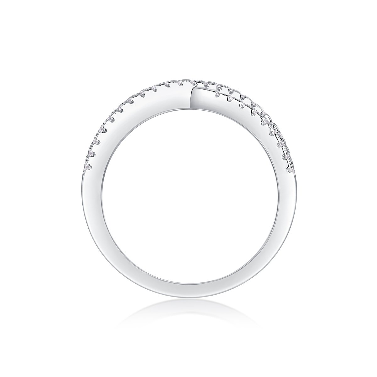 Dainty Moissanite Crossover Ring – Pavé X White Gold - alternate view
