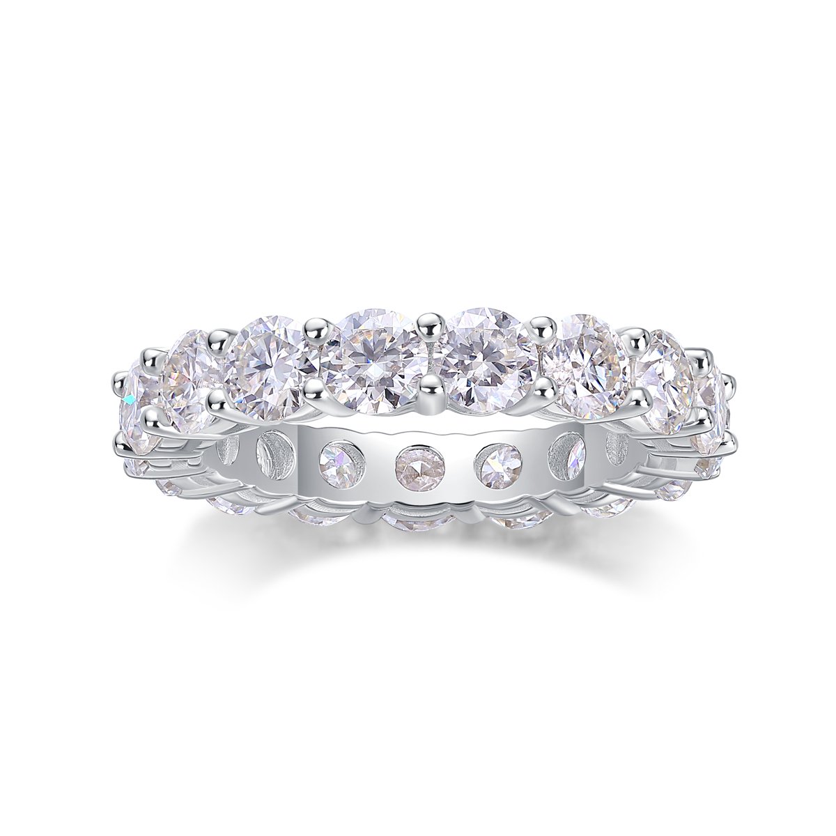 Round Moissanite Full Eternity Band Ring | 5.1ct DEW | Sterling Silver - Image 2