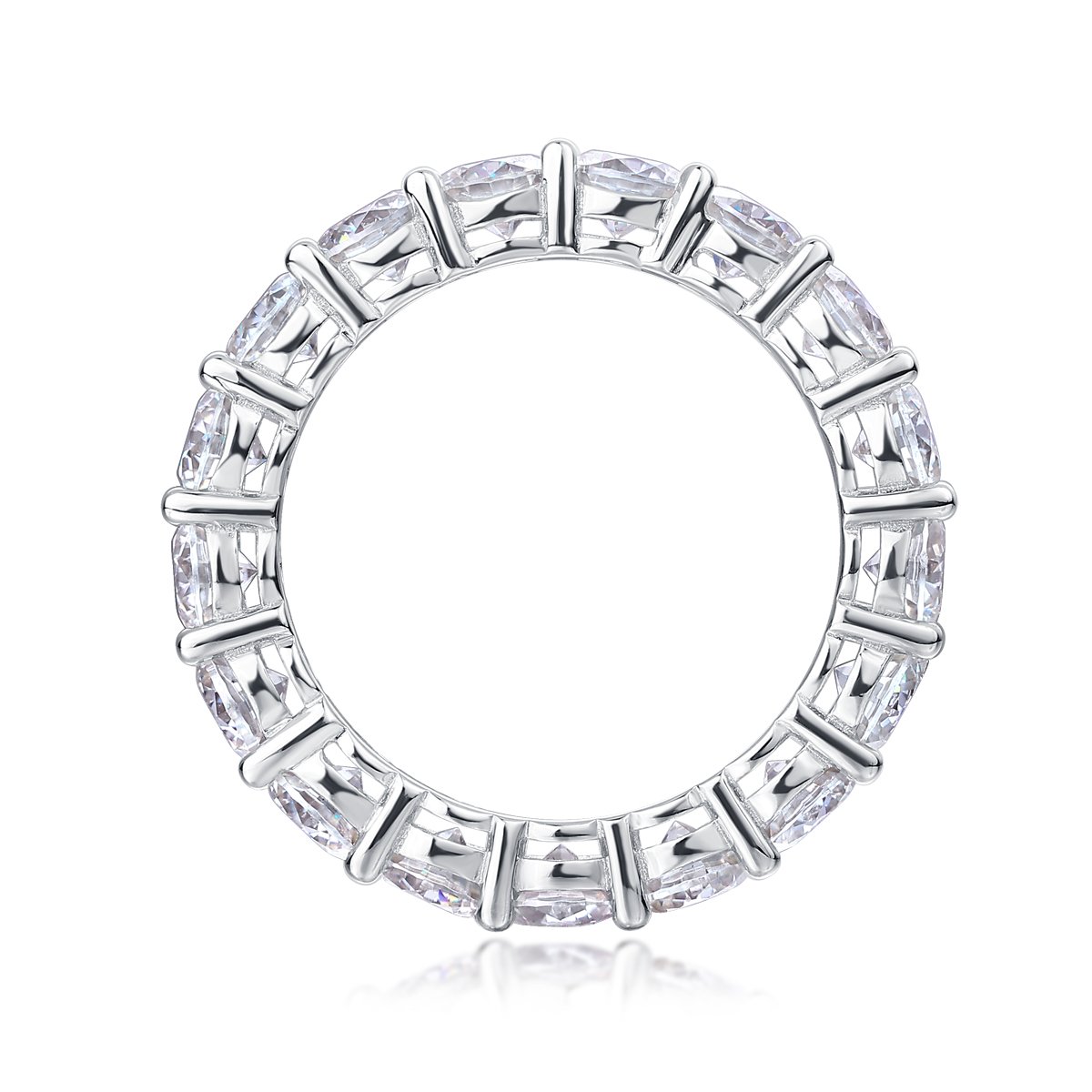 Round Moissanite Full Eternity Band Ring | 5.1ct DEW | Sterling Silver - Image 4