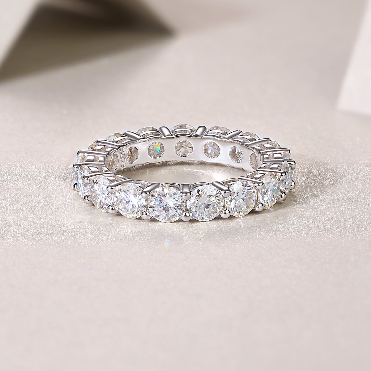 Round Moissanite Full Eternity Band Ring | 5.1ct DEW | Sterling Silver - Image 6