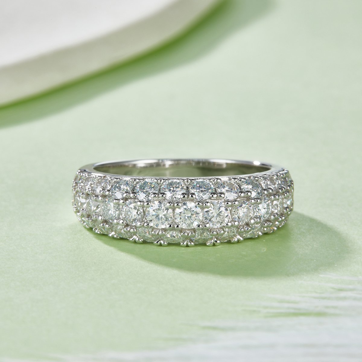 Moissanite Pavé Dome Half-Eternity Ring – 1.92ct DEW DEF - alternate view