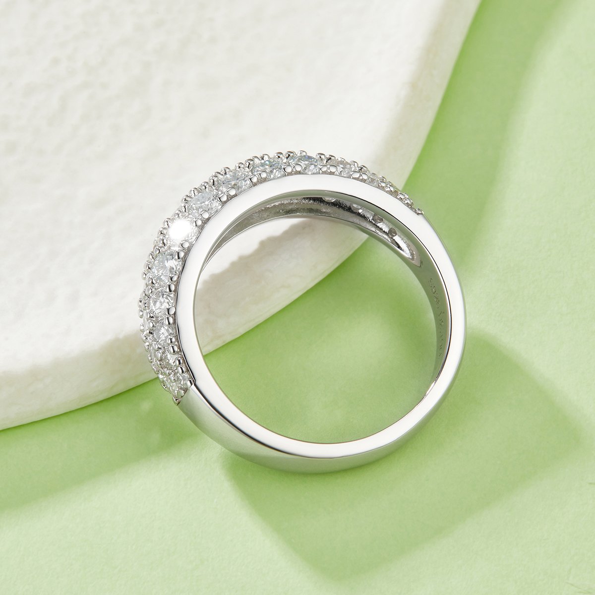 Moissanite Pavé Dome Half-Eternity Ring – 1.92ct DEW DEF - Image 3