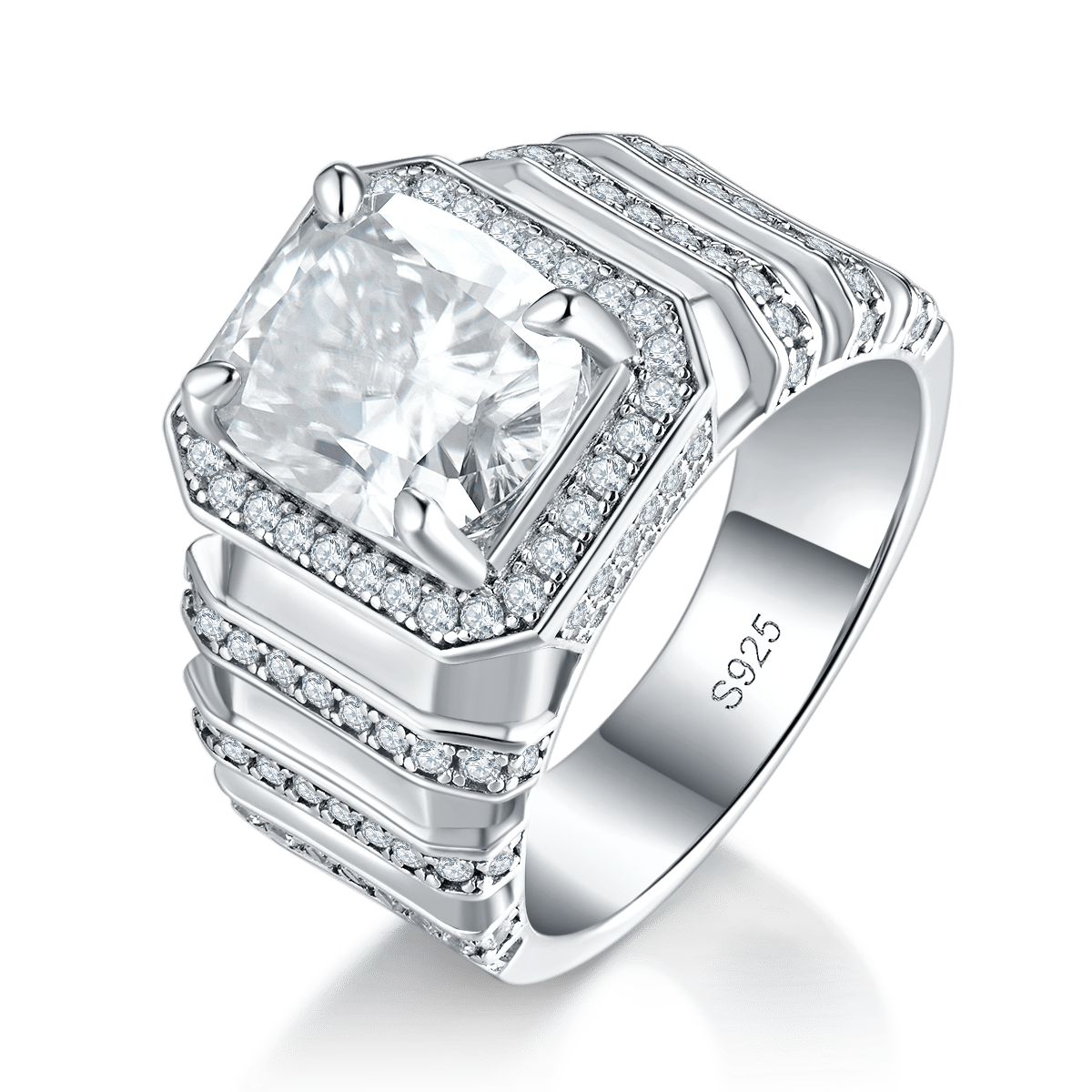 Men's Cushion Moissanite Statement Ring – 5ct DEW