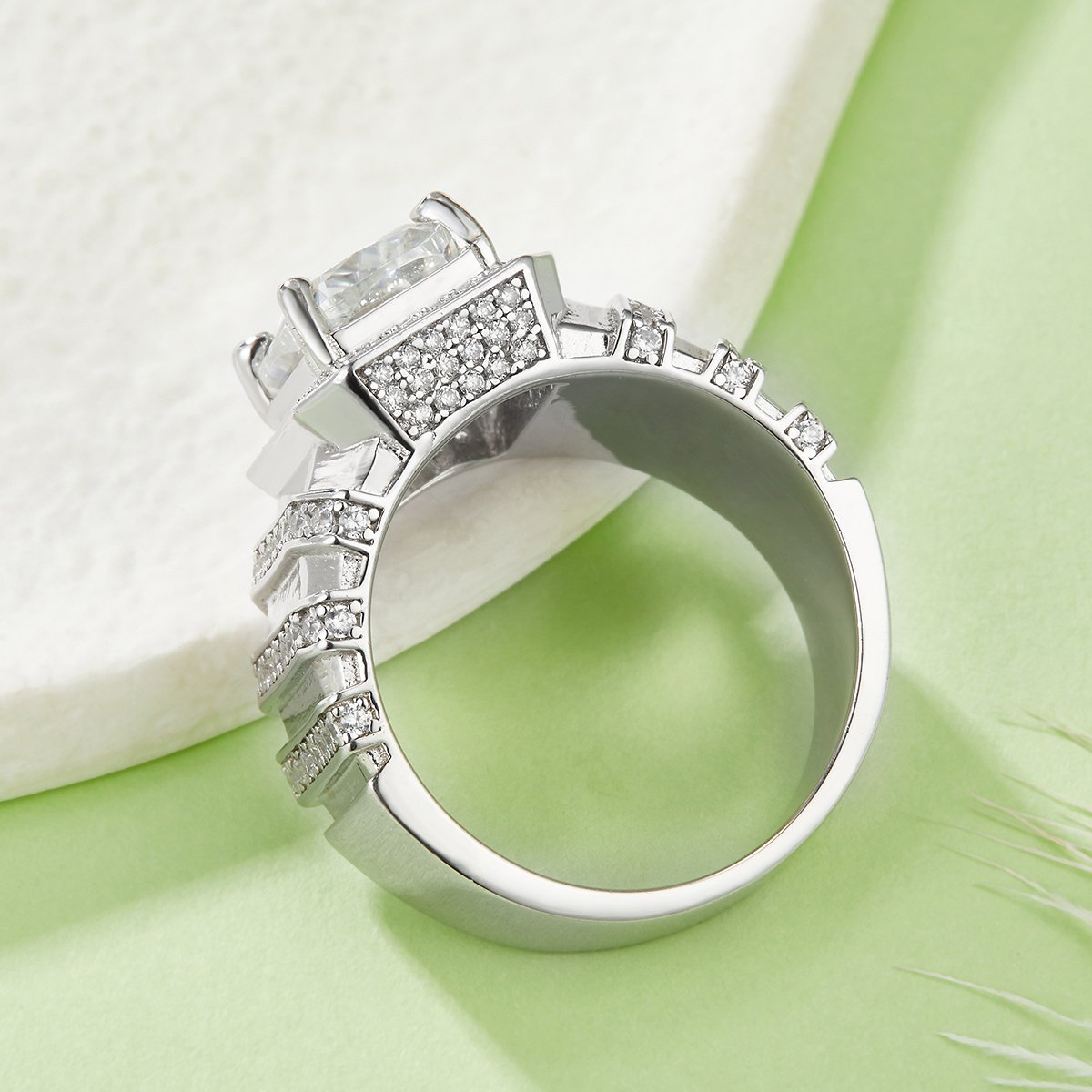 Men's Cushion Moissanite Statement Ring – 5ct DEW - Image 3