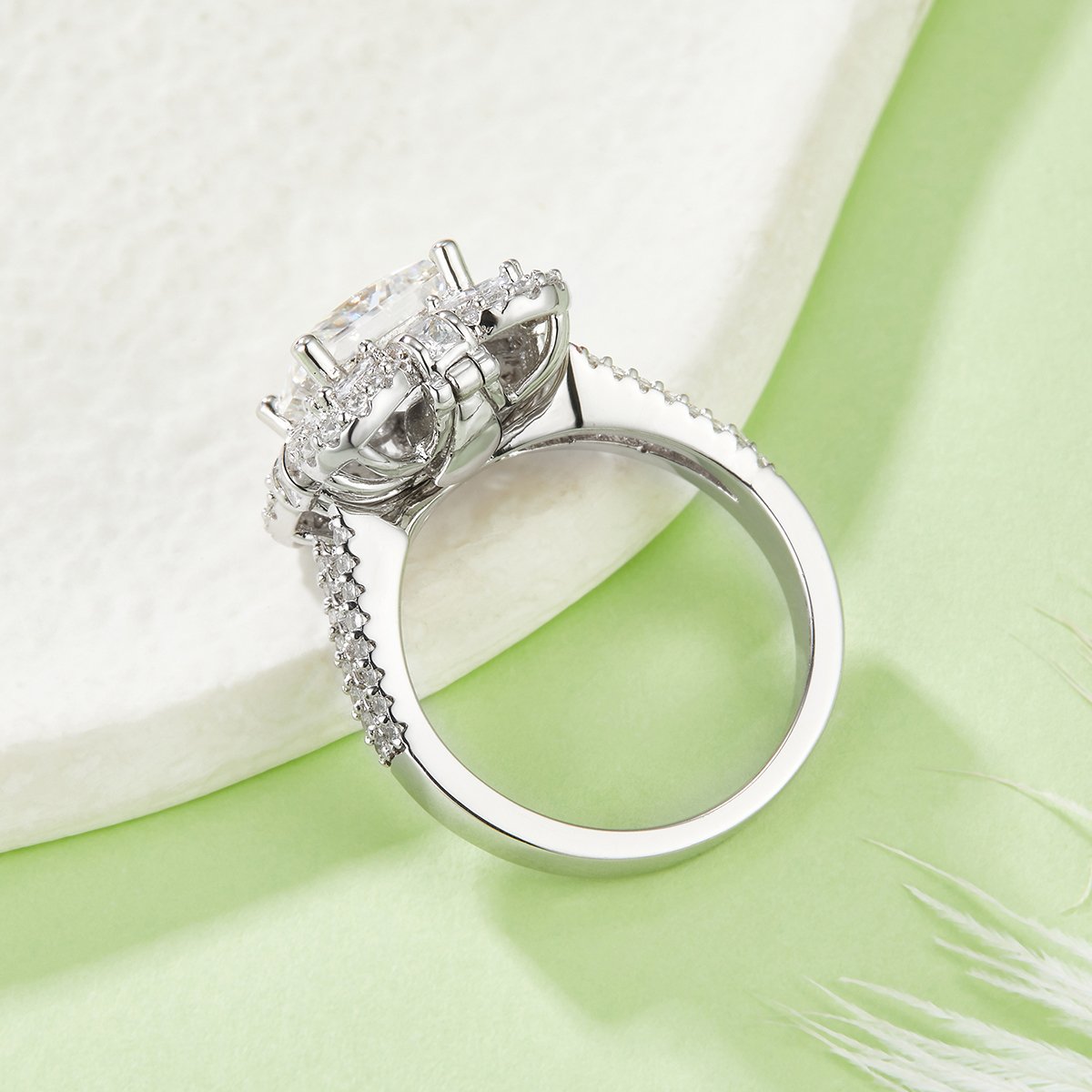 2ct Princess-Cut Vintage Halo Moissanite Ring - Image 3