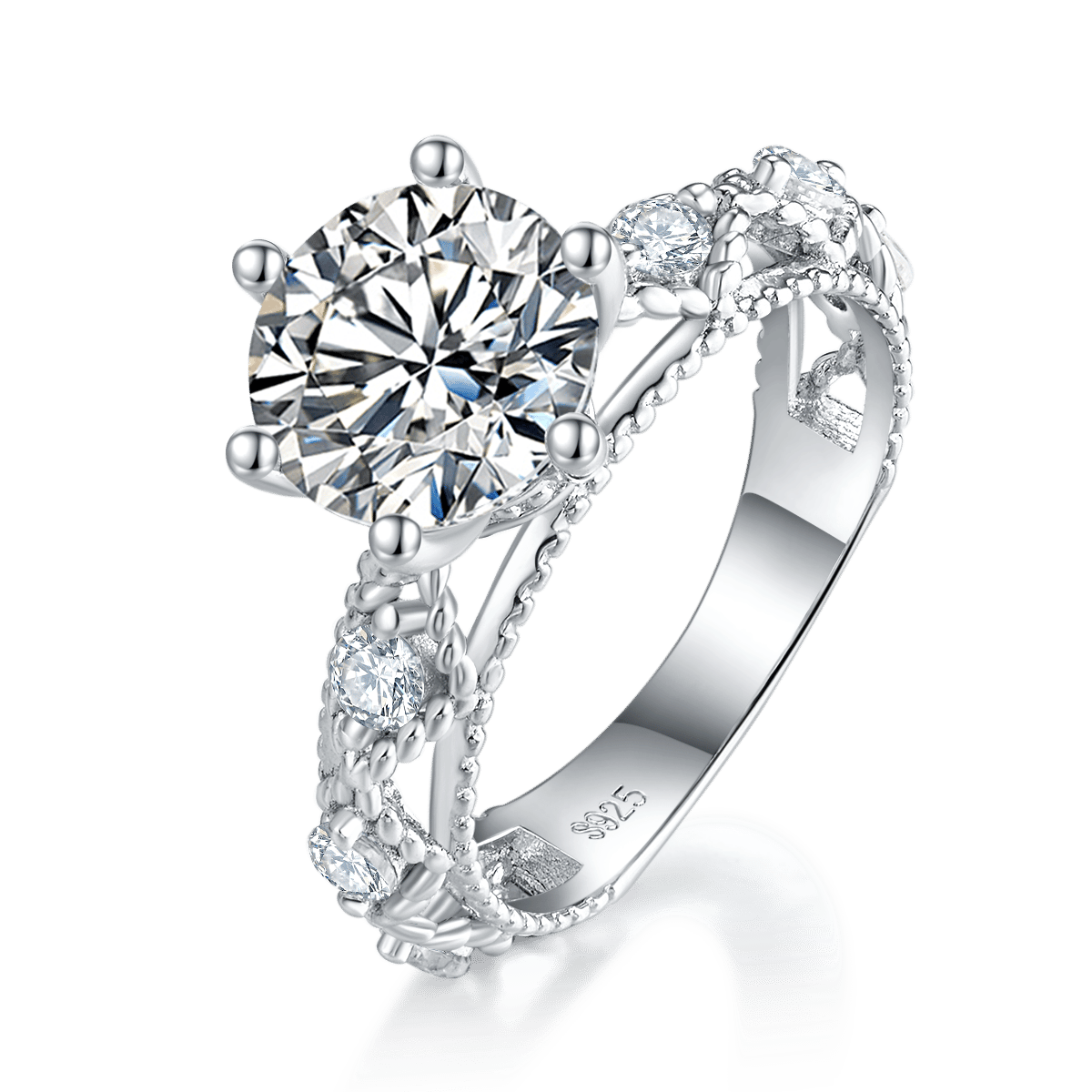 Vintage Filigree 2ct Round Moissanite Solitaire Ring