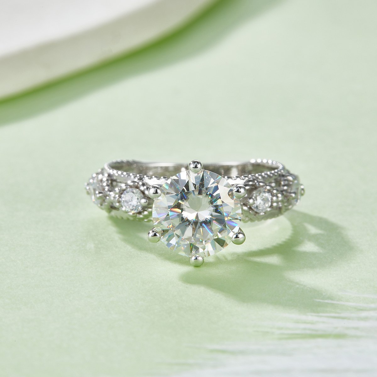 Vintage Filigree 2ct Round Moissanite Solitaire Ring - Image 2