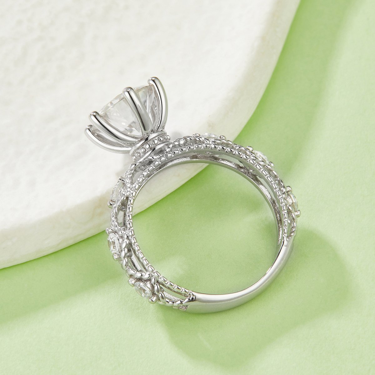 Vintage Filigree 2ct Round Moissanite Solitaire Ring - Image 3