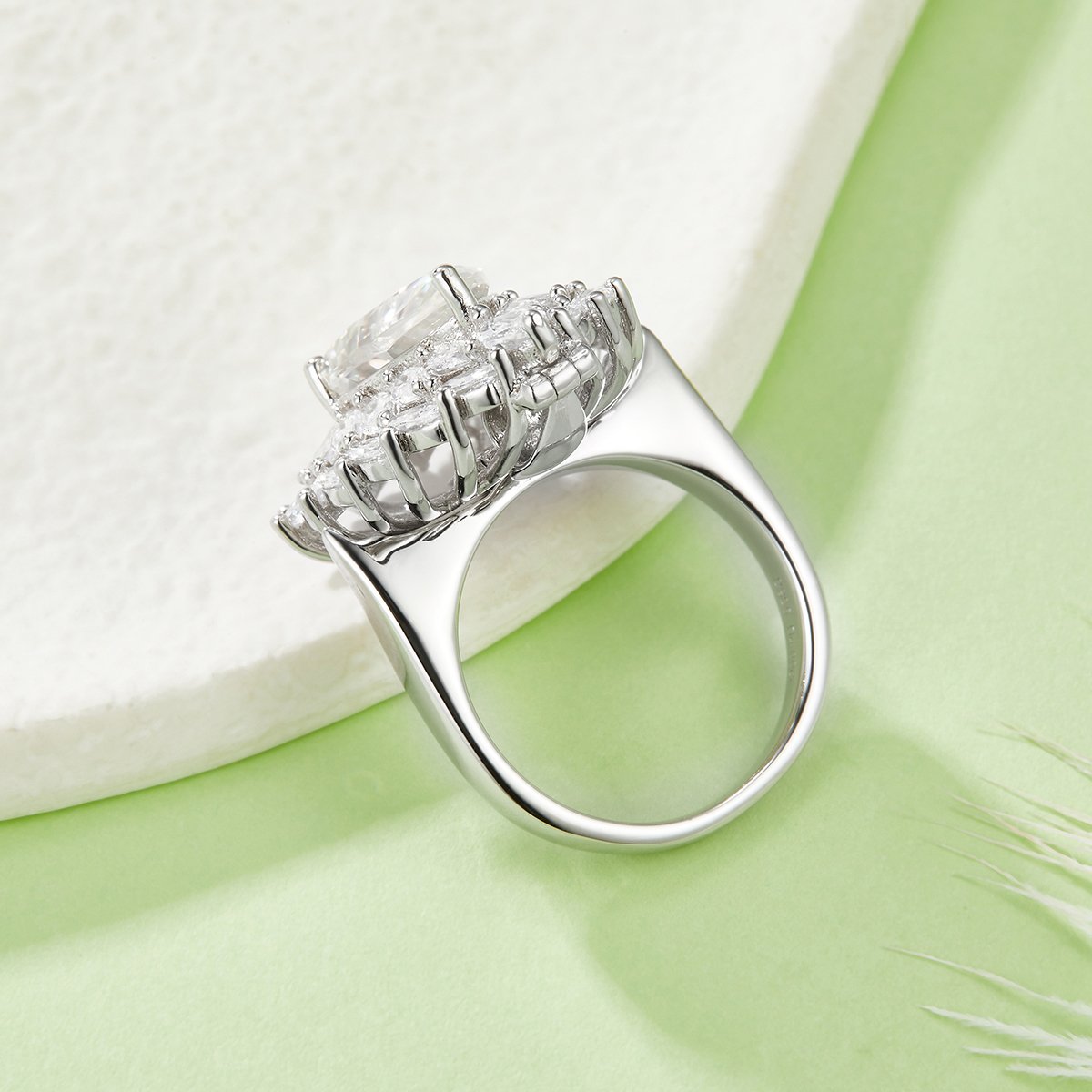 Pear Moissanite Halo Ring | 4ct DEW Statement Cocktail Ring - Image 3