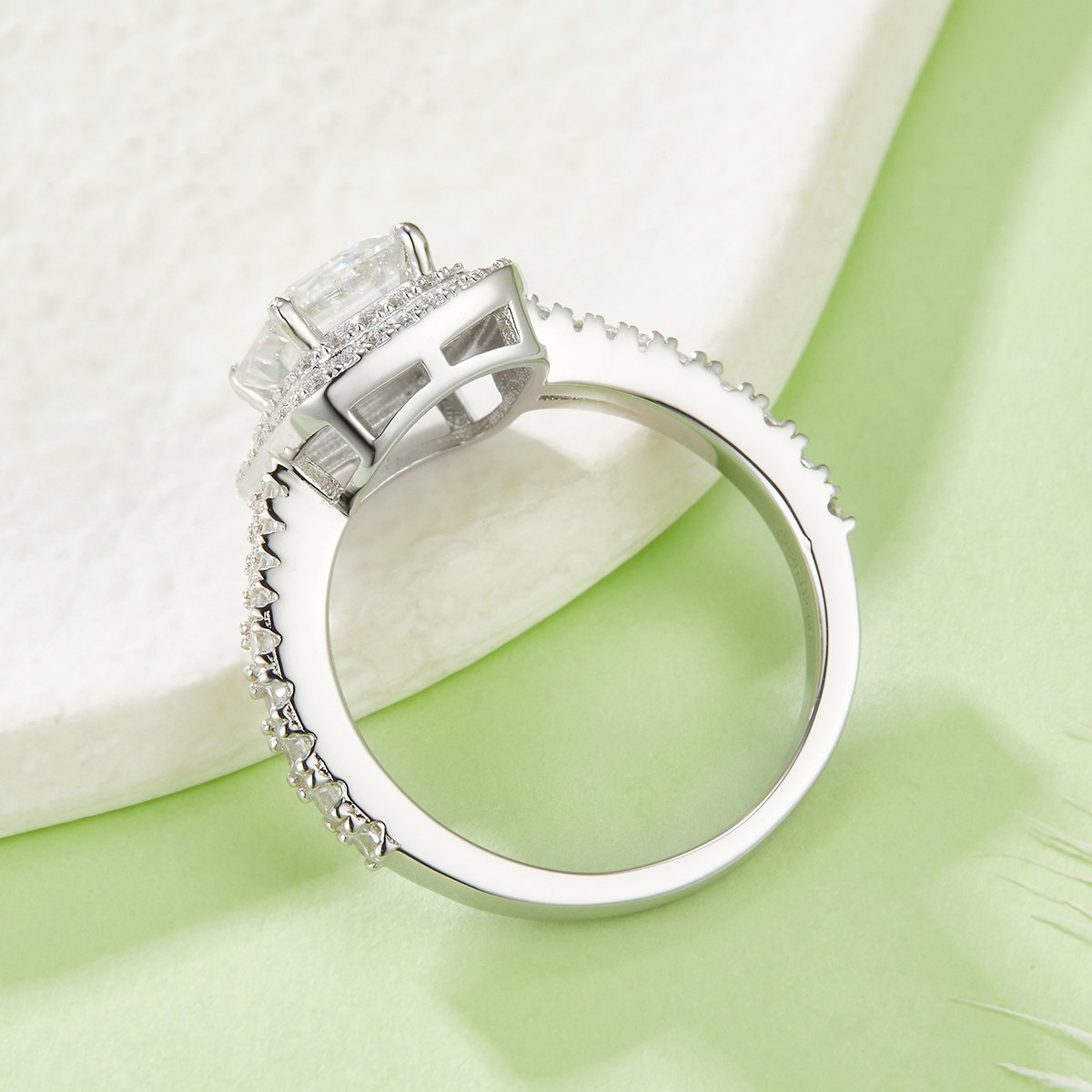 Emerald-Cut Moissanite Double-Halo Ring – 3ct DEW - Image 3