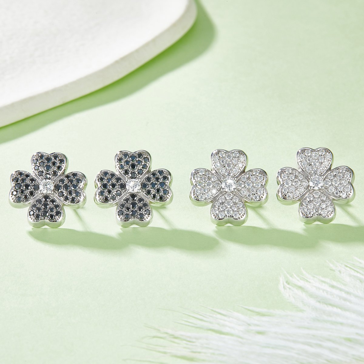 Pavé Flower Moissanite Stud Earrings – 1.34ct DEW Each - Image 5