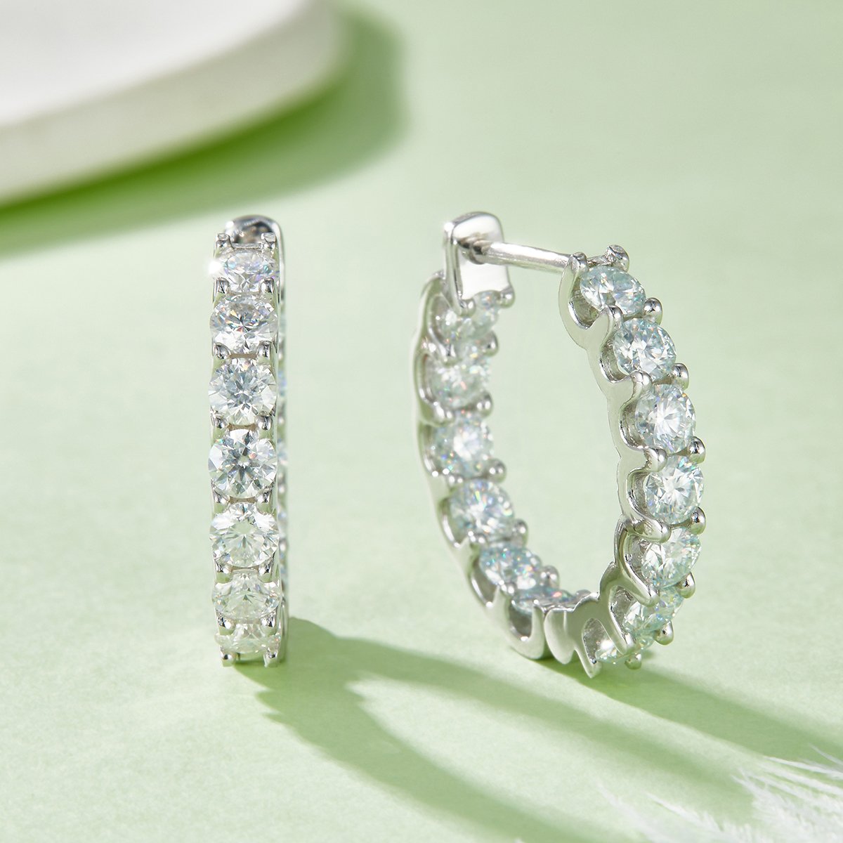 Inside-Out Moissanite Hoop Earrings – 2.6ct DEW White Gold - alternate view