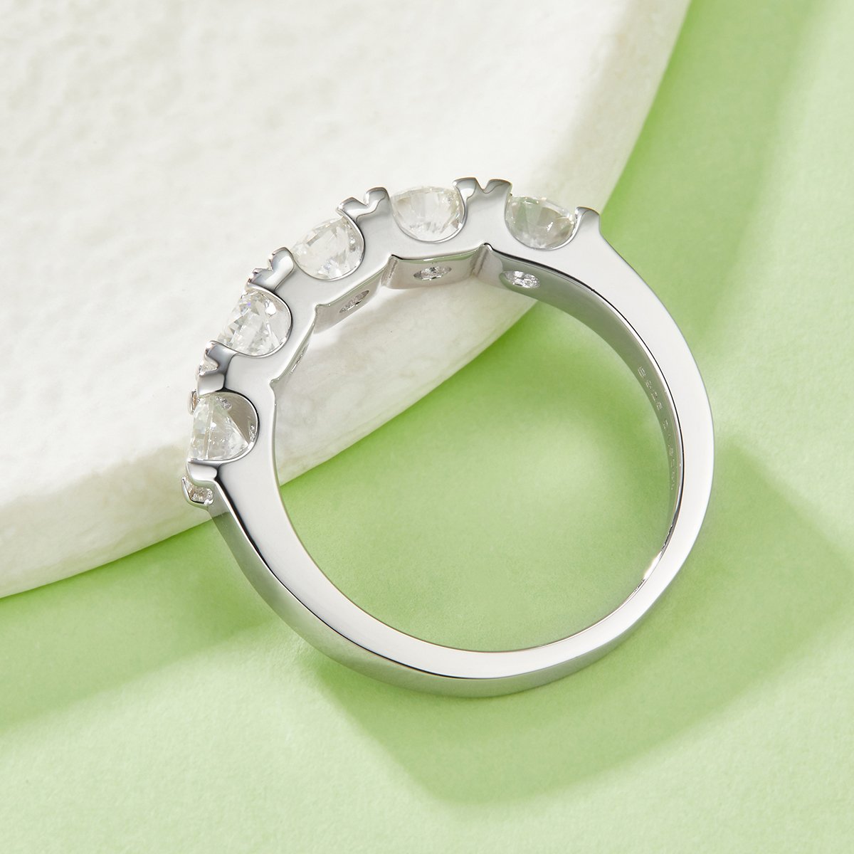 Moissanite Five-Stone Ring – 1.5ct DEW Half-Eternity Band - Image 3