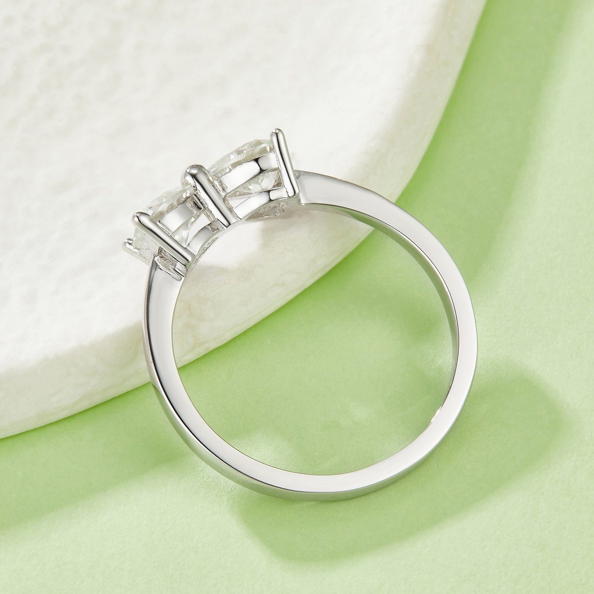 Twin Heart Moissanite Bow Ring – 1ct DEW DEF VVS 925 Silver - Image 3