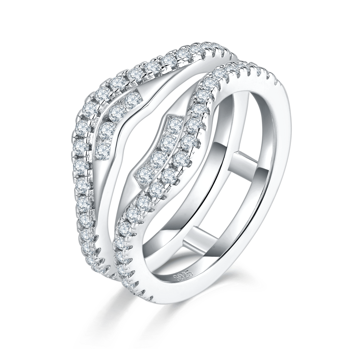 Wishbone Moissanite Stacked Pavé Band Ring – 0.58ct DEW DEF Colorless