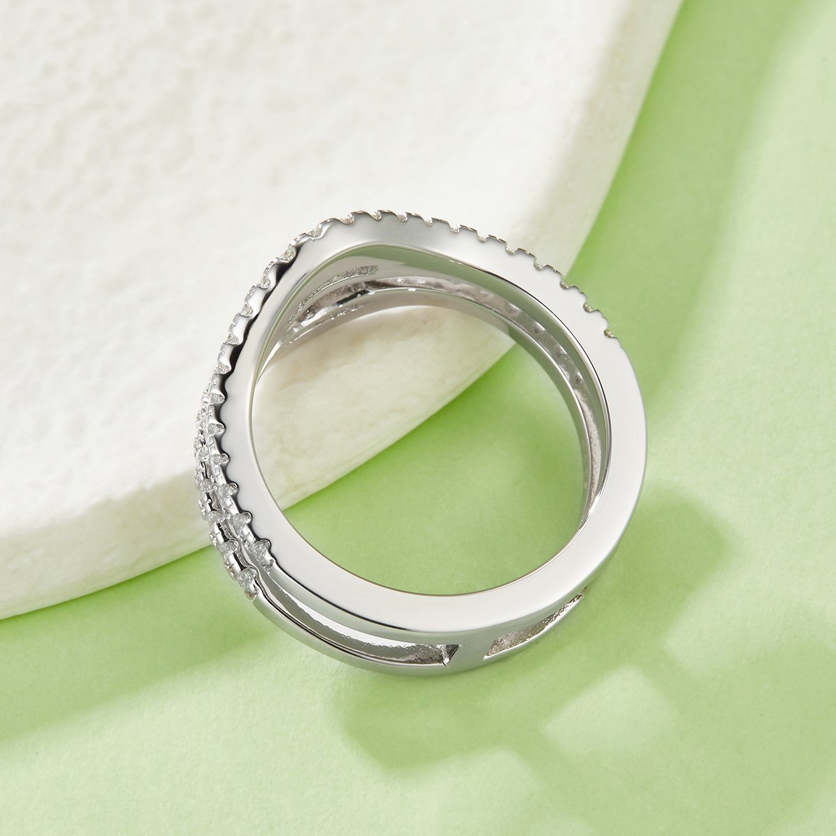 Wishbone Moissanite Stacked Pavé Band Ring – 0.58ct DEW DEF Colorless - Image 3