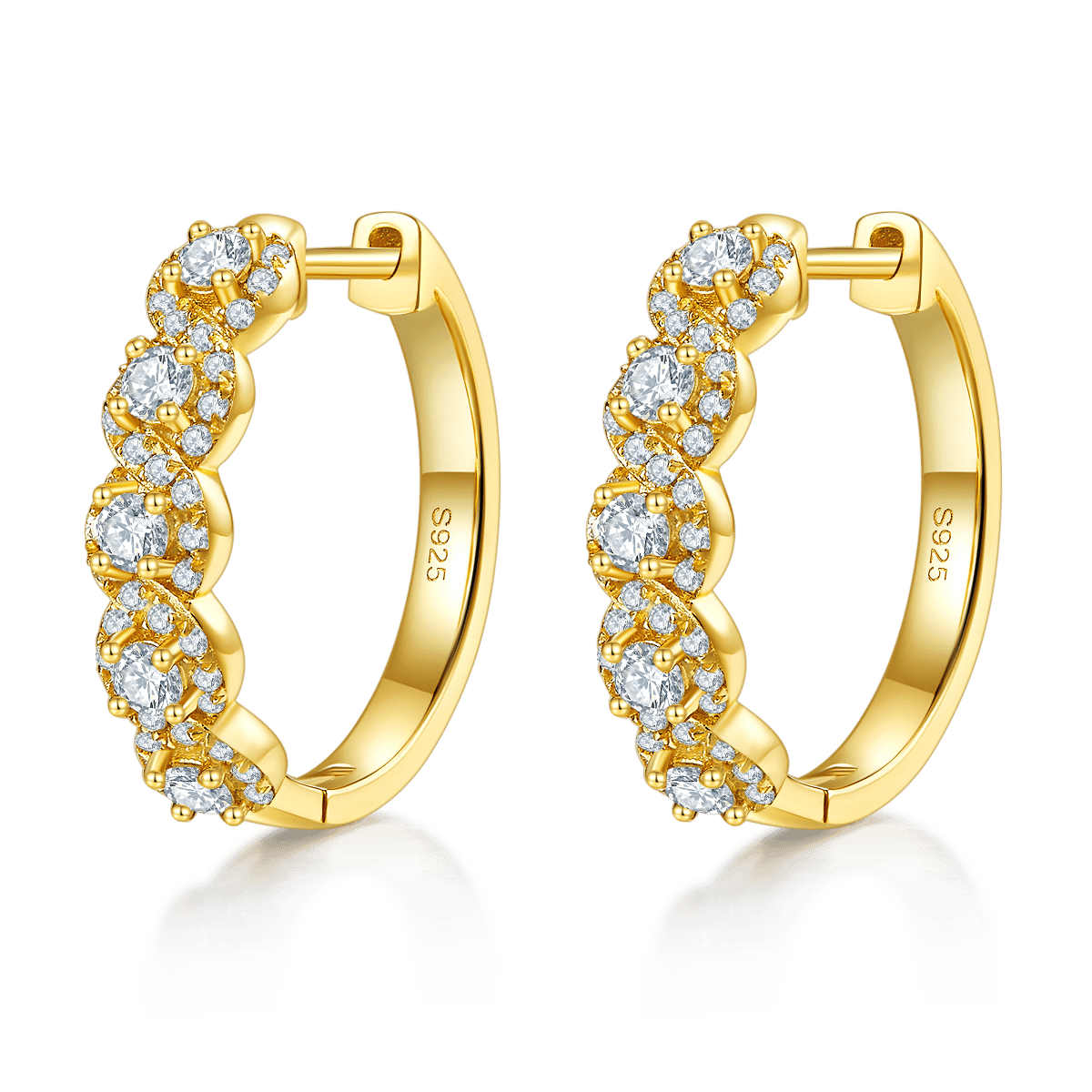 Moissanite Twisted Single-Row Huggie Earrings | 20mm Hinged Hoops - Image 3