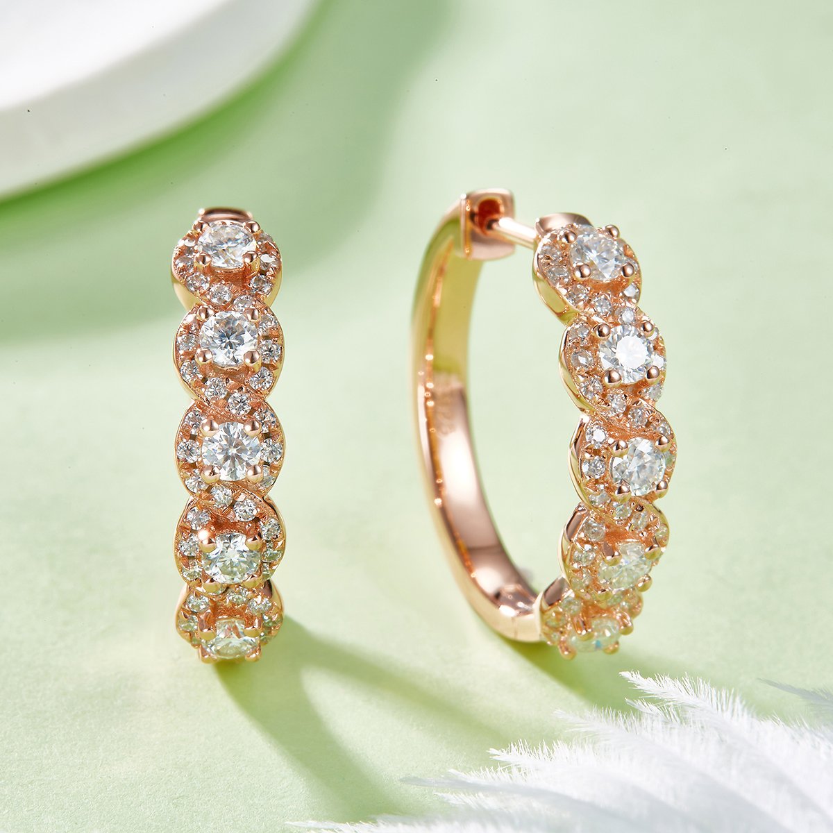Moissanite Twisted Single-Row Huggie Earrings | 20mm Hinged Hoops - Image 5