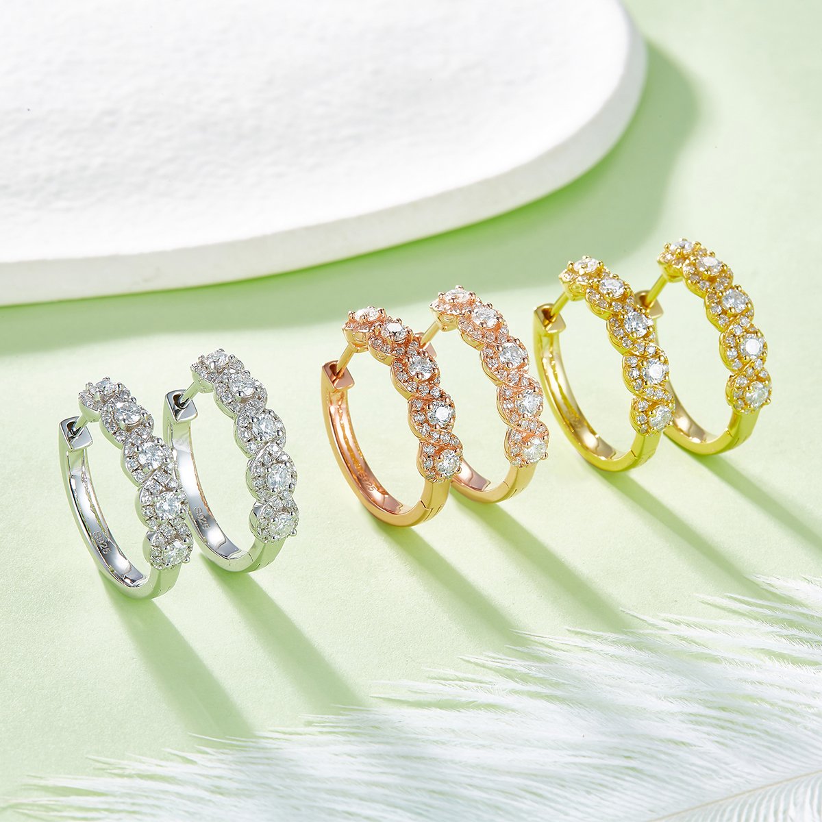 Moissanite Twisted Single-Row Huggie Earrings | 20mm Hinged Hoops - Image 7