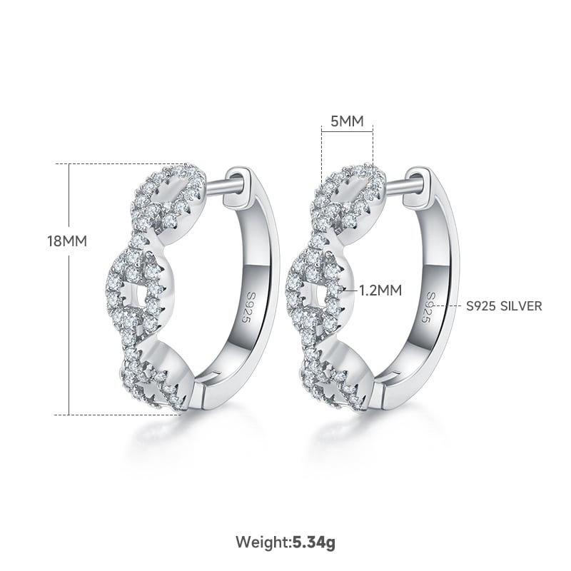 Pavé Link Moissanite Huggie Earrings – 0.58ct DEW Each