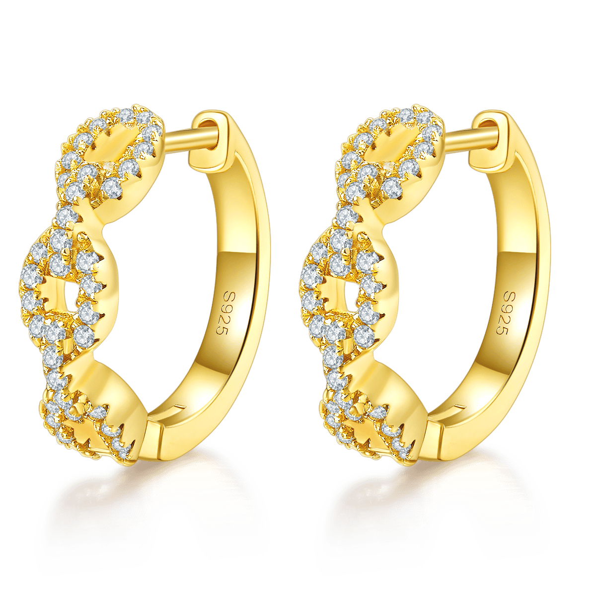 Pavé Link Moissanite Huggie Earrings – 0.58ct DEW Each - Image 3