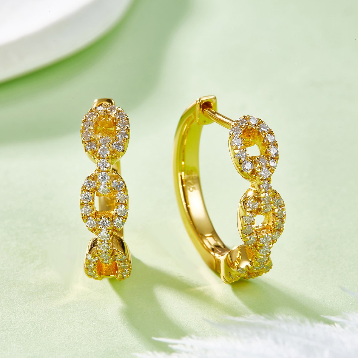 Pavé Link Moissanite Huggie Earrings – 0.58ct DEW Each - Image 6