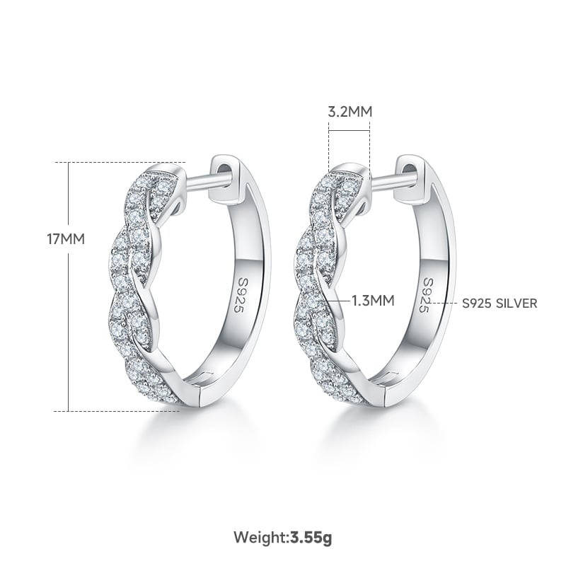 Twisted Rope Moissanite Huggie Earrings – 0.41ct DEW Each (0.82ct Pair)