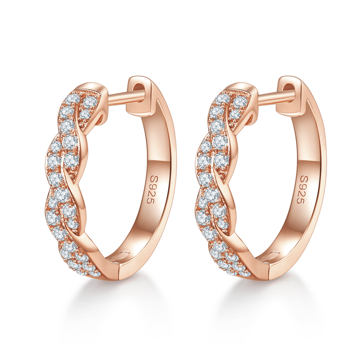 Twisted Rope Moissanite Huggie Earrings – 0.41ct DEW Each (0.82ct Pair) - alternate view