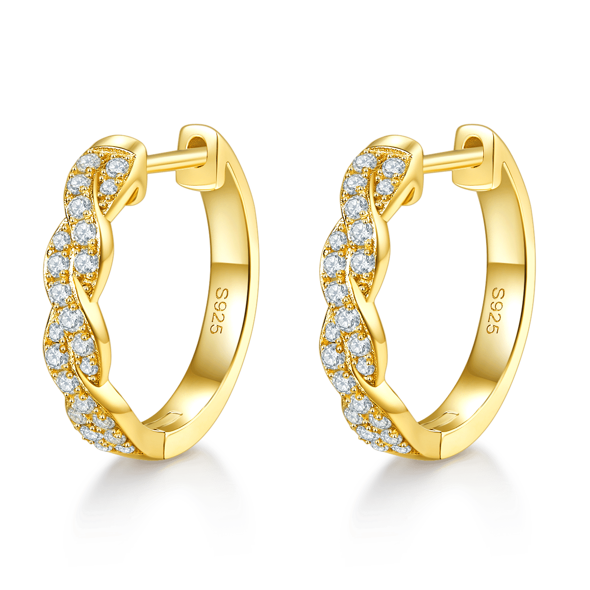 Twisted Rope Moissanite Huggie Earrings – 0.41ct DEW Each (0.82ct Pair) - Image 3