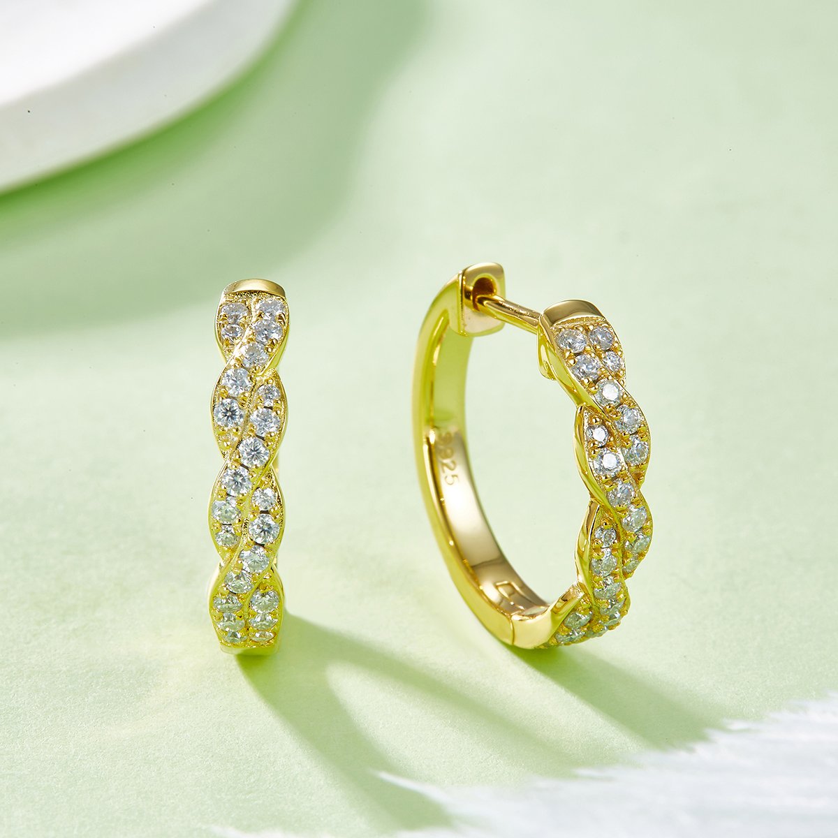 Twisted Rope Moissanite Huggie Earrings – 0.41ct DEW Each (0.82ct Pair) - Image 6