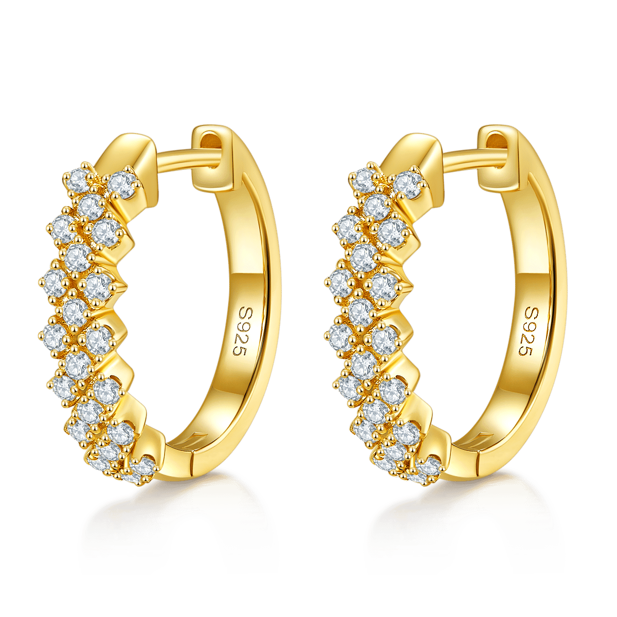 Three-Row Pavé Moissanite Huggie Earrings – 0.51ct DEW - Image 3