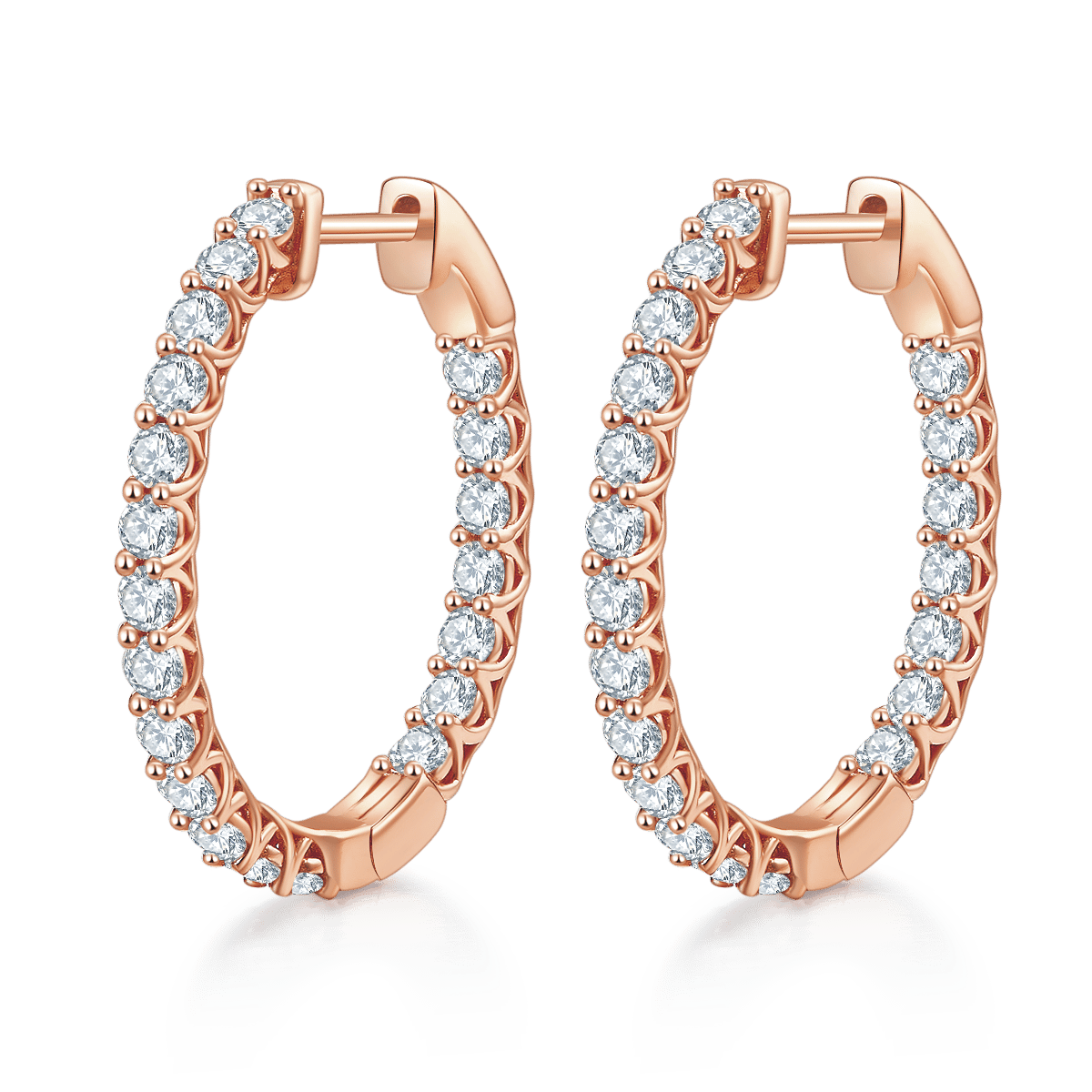 Single-Row Moissanite Hoop Earrings – 1.8ct DEW 925 Silver - alternate view