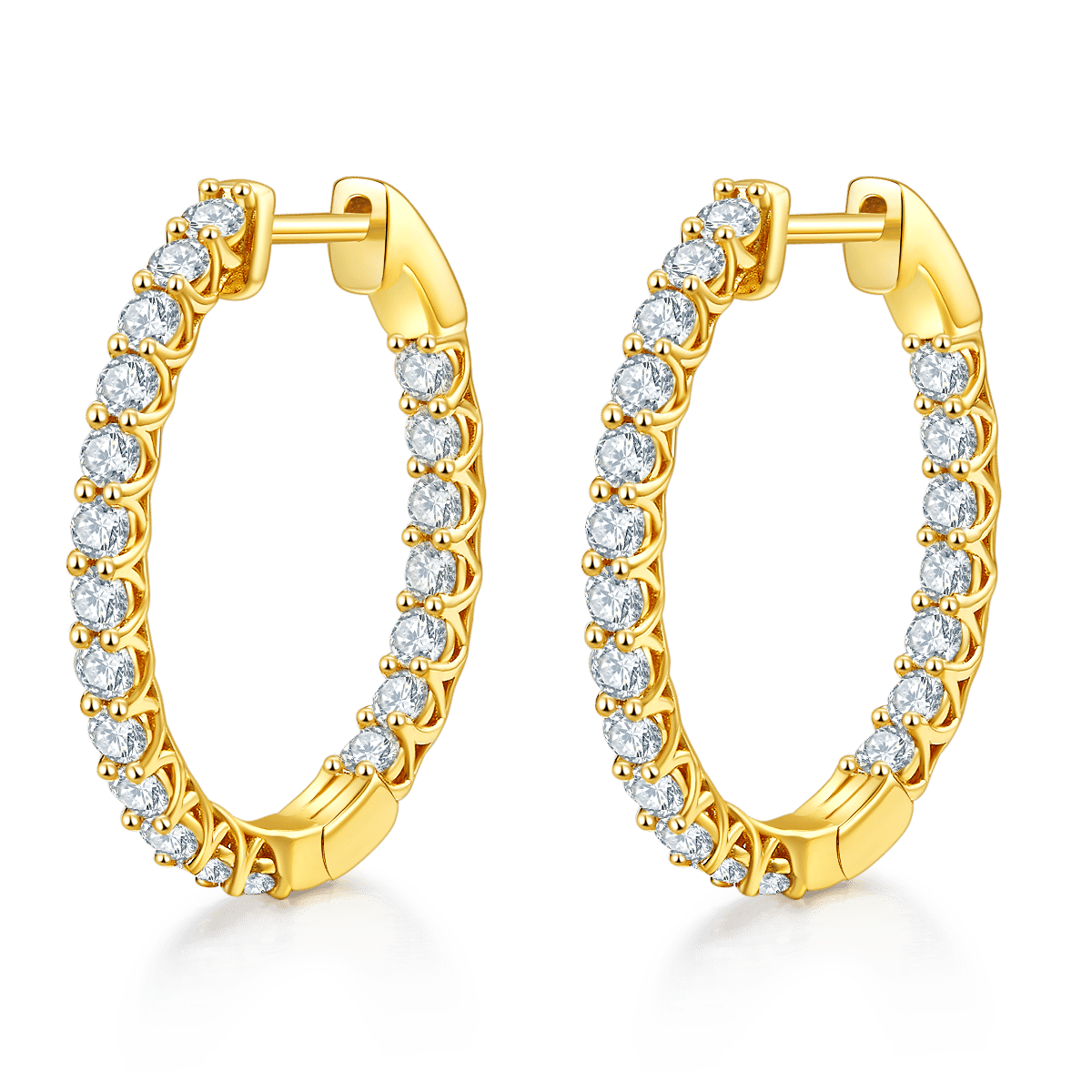 Single-Row Moissanite Hoop Earrings – 1.8ct DEW 925 Silver - Image 3