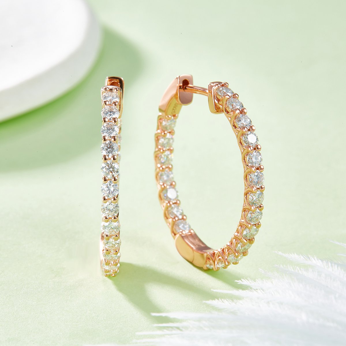 Single-Row Moissanite Hoop Earrings – 1.8ct DEW 925 Silver - Image 5
