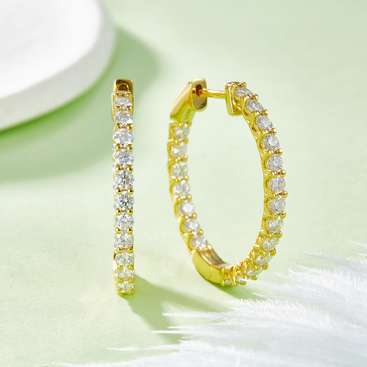 Single-Row Moissanite Hoop Earrings – 1.8ct DEW 925 Silver - Image 6