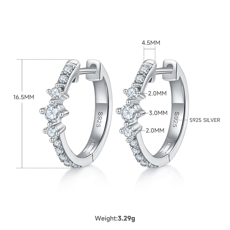 Moissanite Graduated Pave Huggie Earrings