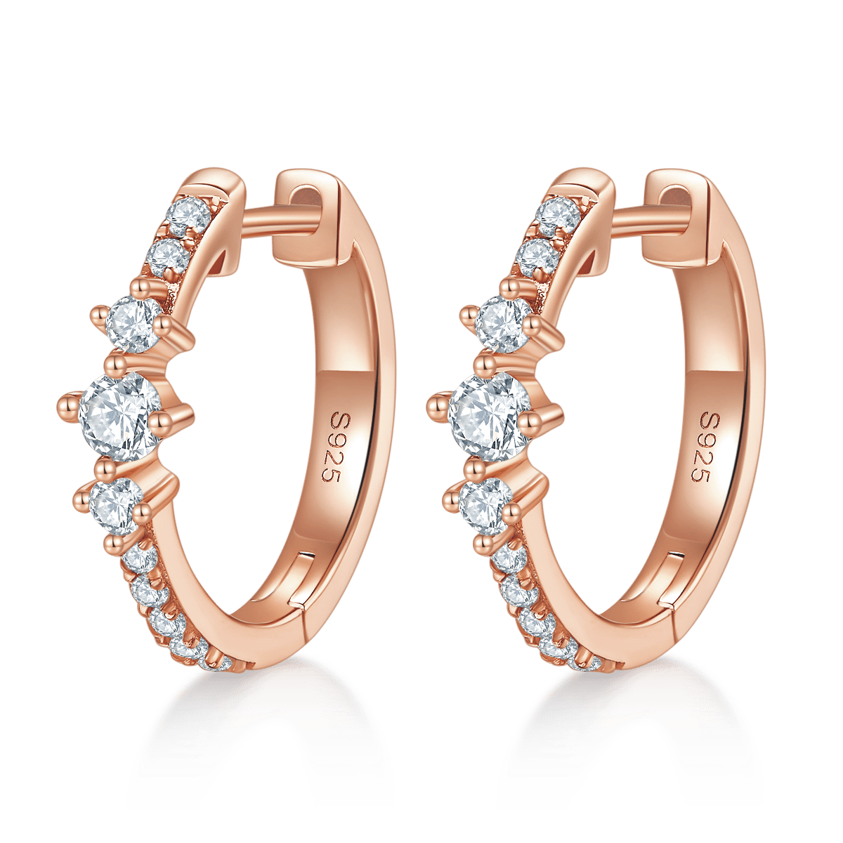 Moissanite Graduated Pave Huggie Earrings - alternate view
