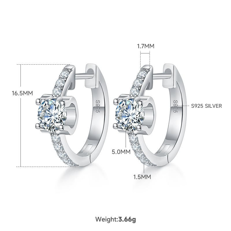 Round Moissanite Huggie Earrings – 5mm 0.5ct DEW Pavé-Lined Hoops