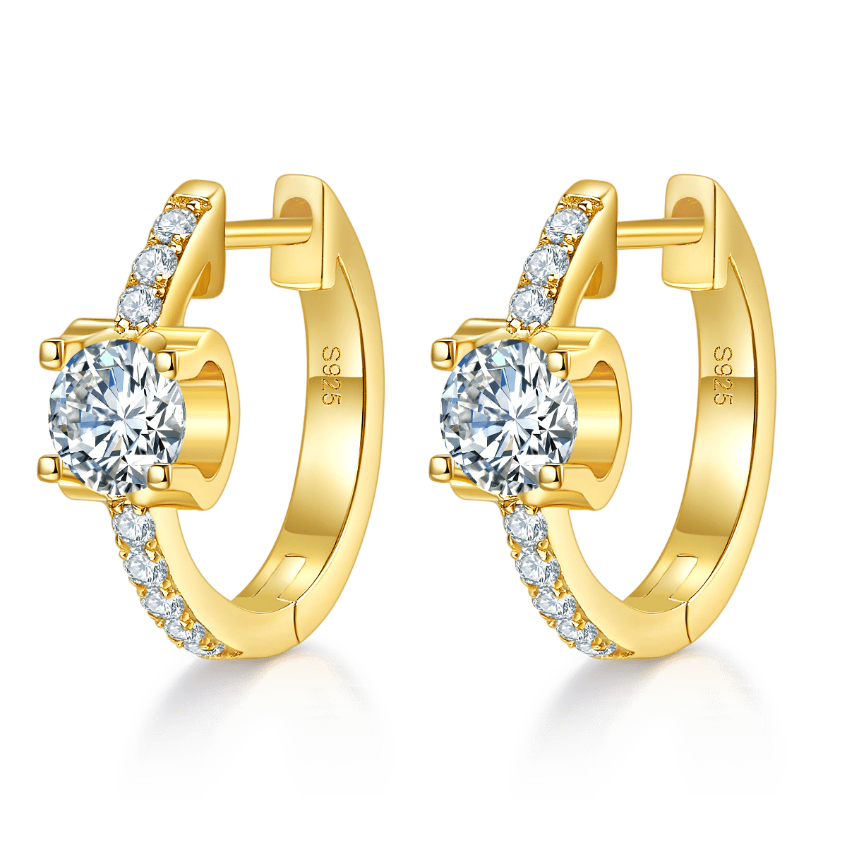 Round Moissanite Huggie Earrings – 5mm 0.5ct DEW Pavé-Lined Hoops - Image 3
