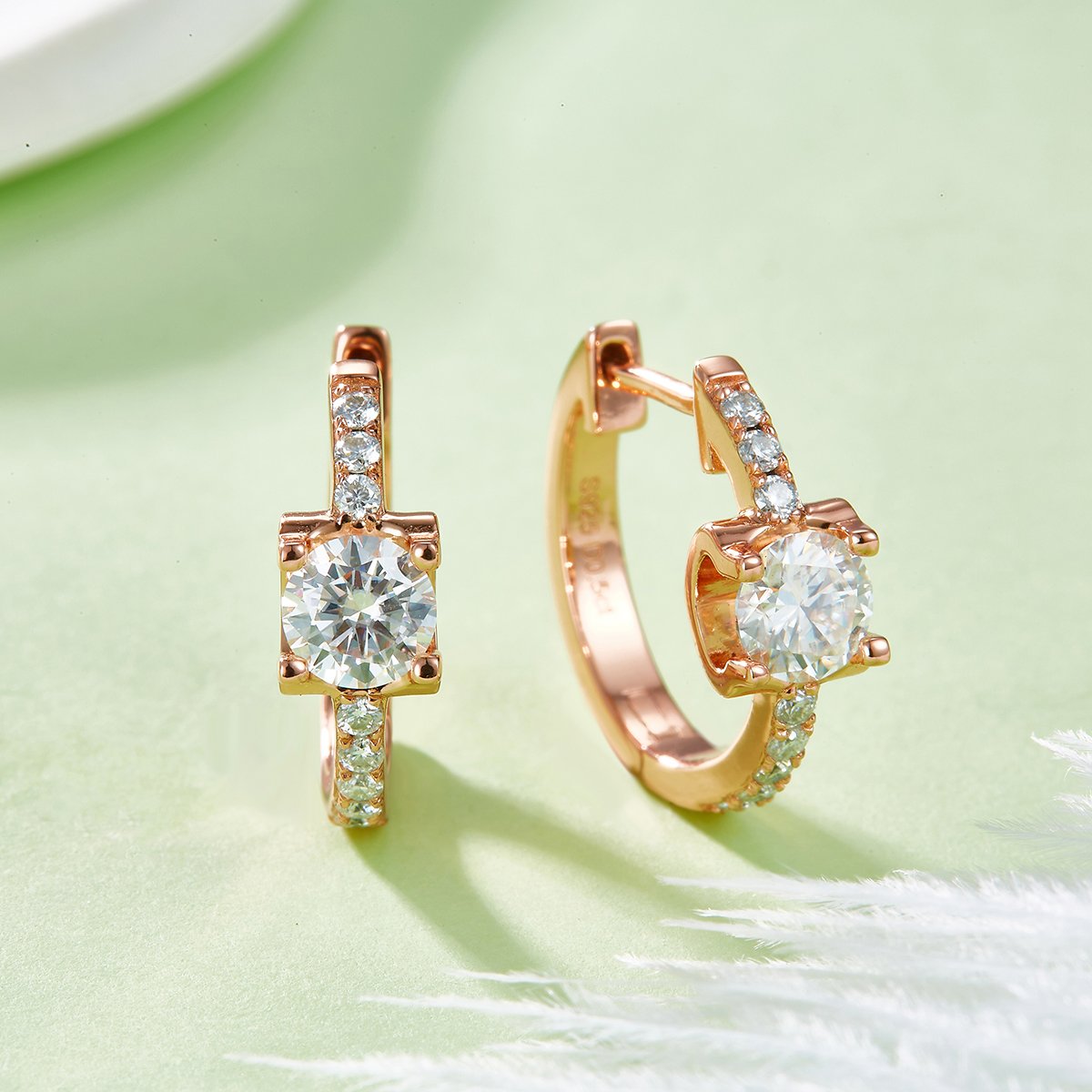 Round Moissanite Huggie Earrings – 5mm 0.5ct DEW Pavé-Lined Hoops - Image 5