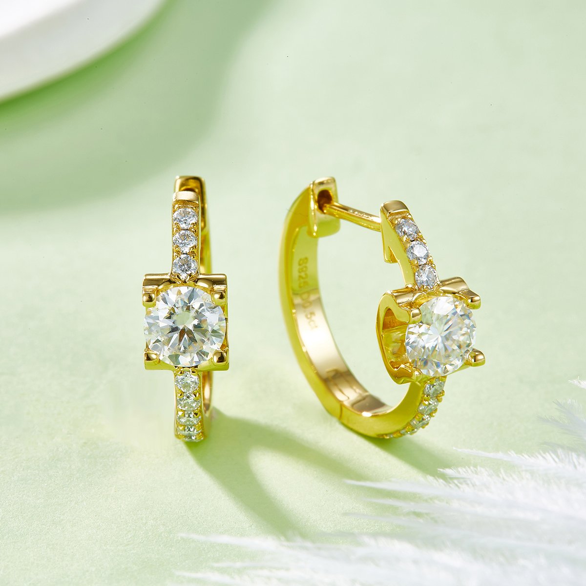 Round Moissanite Huggie Earrings – 5mm 0.5ct DEW Pavé-Lined Hoops - Image 6