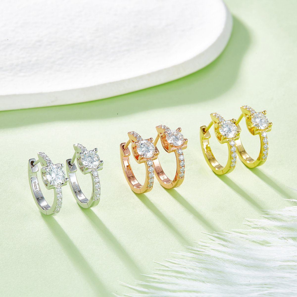 Round Moissanite Huggie Earrings – 5mm 0.5ct DEW Pavé-Lined Hoops - Image 7