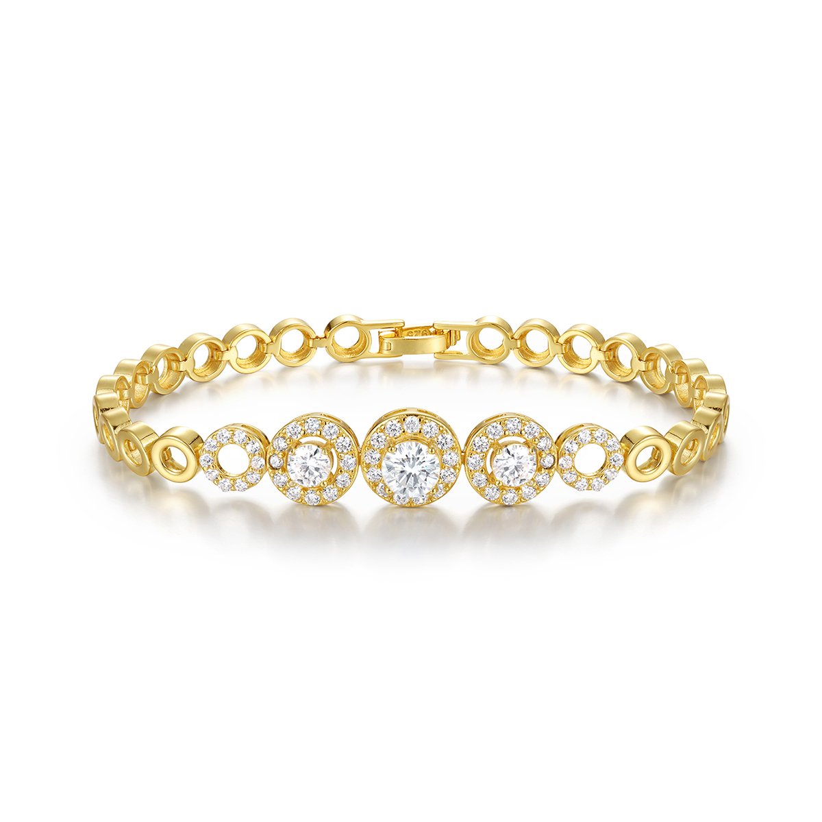 Round Moissanite Halo Cluster Bracelet in 925 Sterling Silver - Image 4