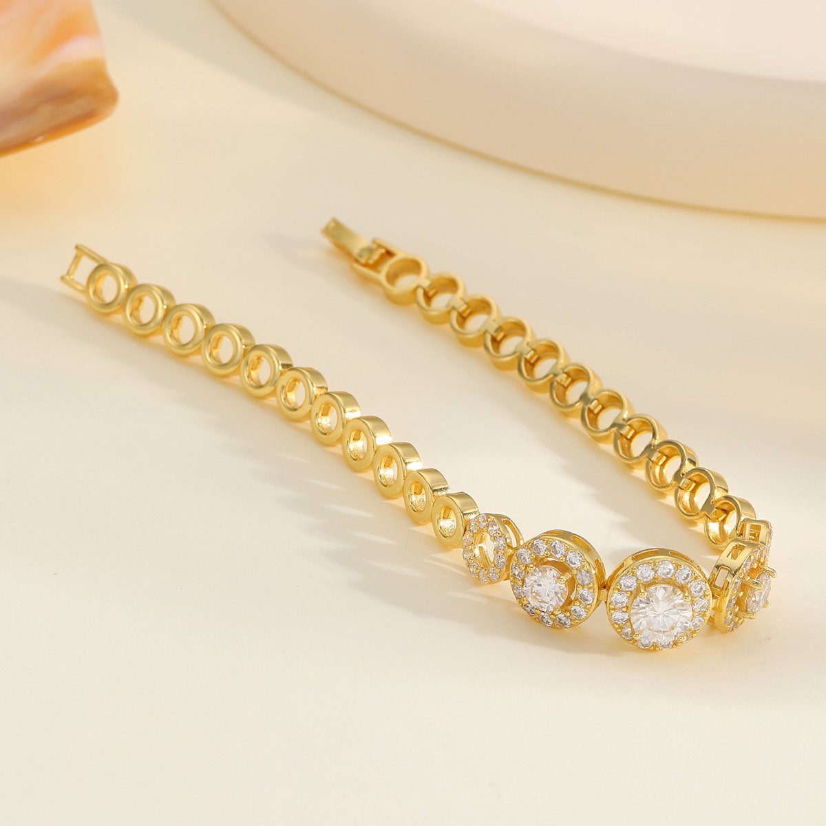 Round Moissanite Halo Cluster Bracelet in 925 Sterling Silver - Image 6