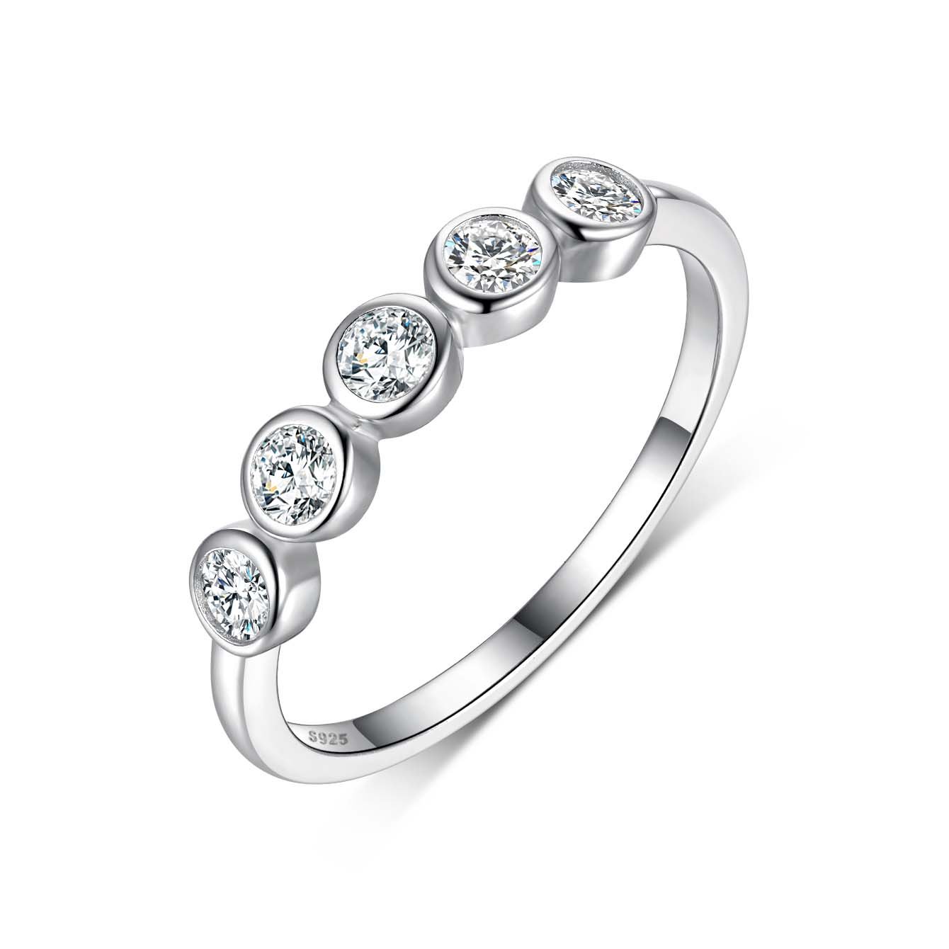 Five-Stone Bezel Moissanite Band Ring
