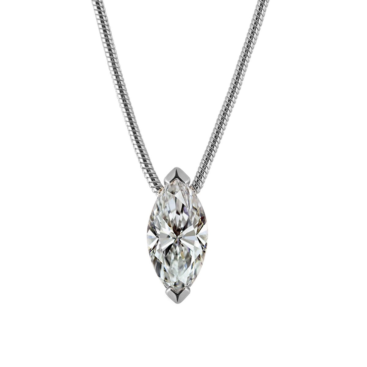 Marquise Moissanite Solitaire Necklace – 1ct DEW - Image 2