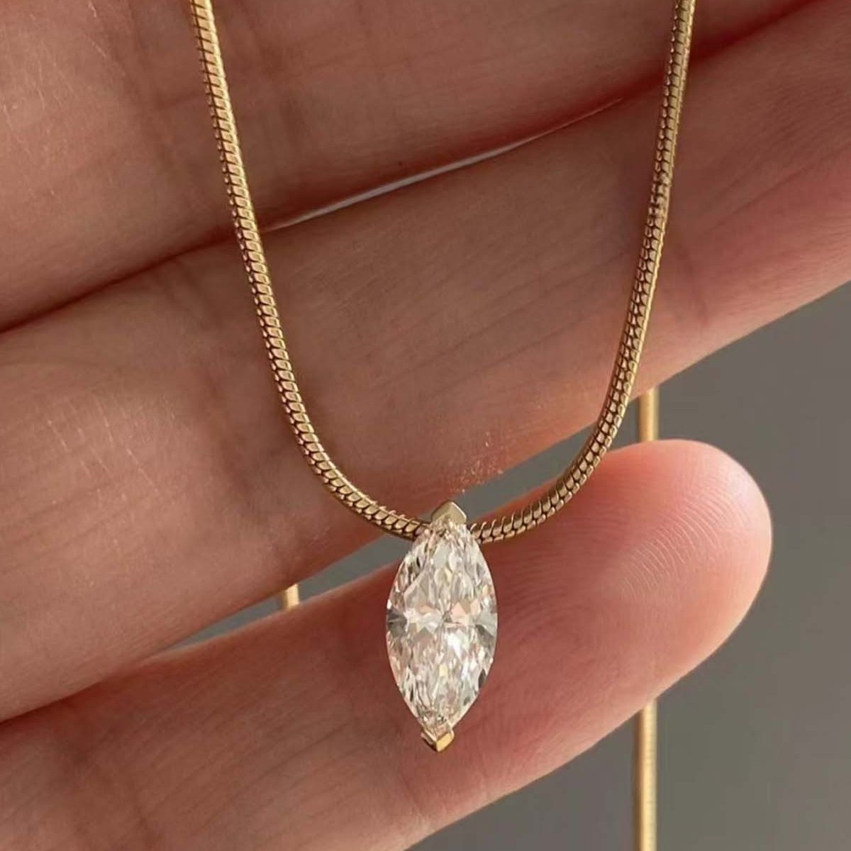 Marquise Moissanite Solitaire Necklace – 1ct DEW - Image 4