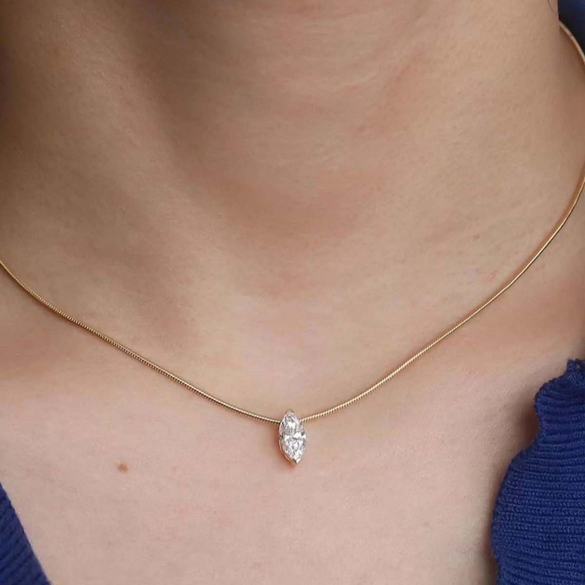 Marquise Moissanite Solitaire Necklace – 1ct DEW - Image 5