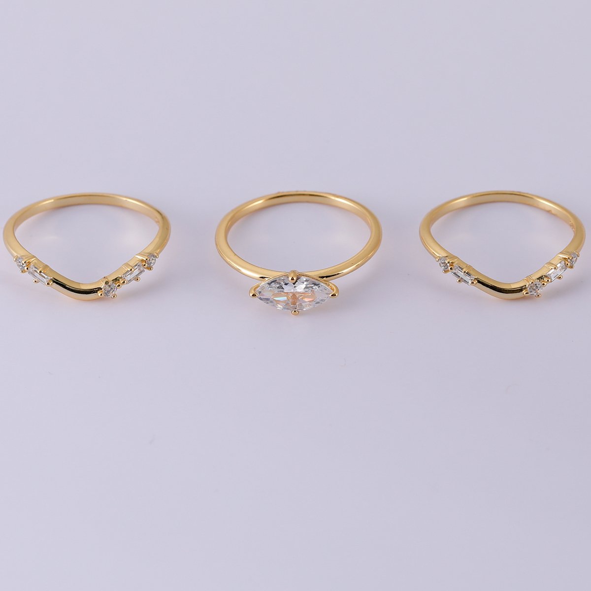 Moissanite Marquise Three-Piece Stacking Bridal Set - Image 3